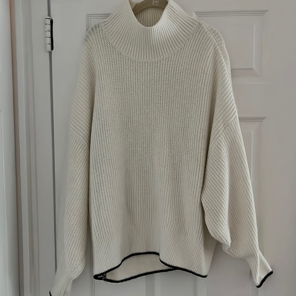 H&M Mock neck Sweater with Black line detailing